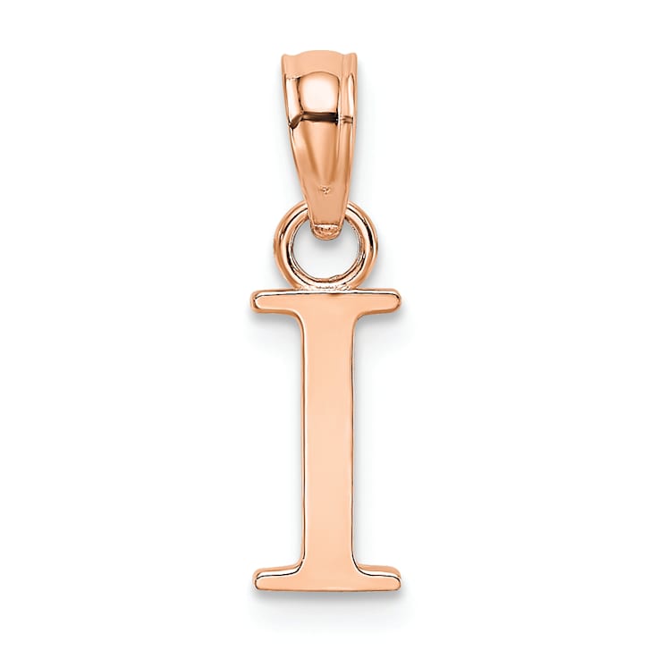 14k Rose Gold Polished Block Letter I Initial Pendant
