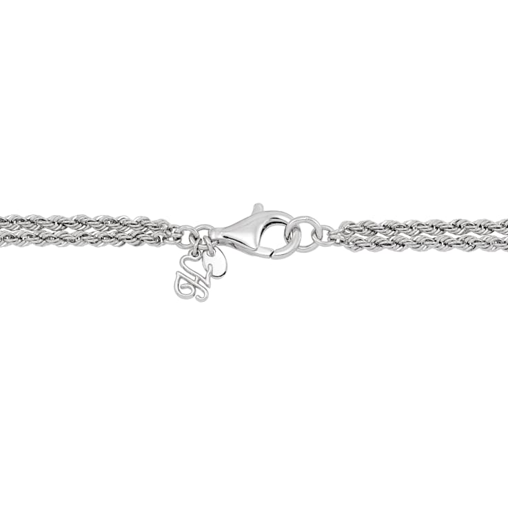 Round White Freshwater Pearl Sterling Silver Tassel Necklace