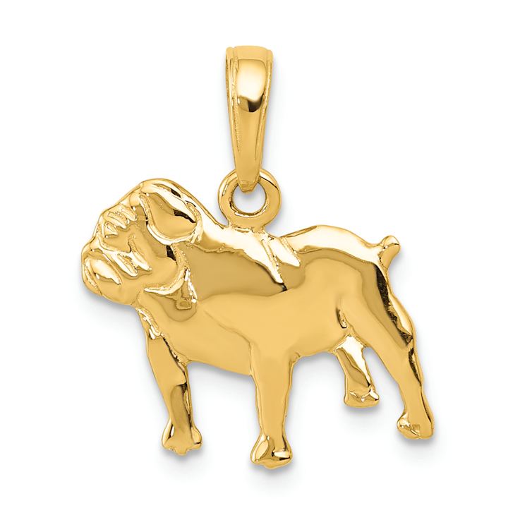 14k Yellow Gold Textured Bulldog Charm
