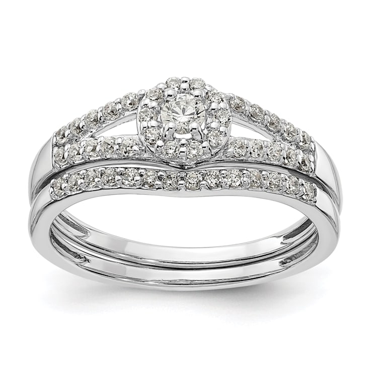 Rhodium Over 10K White Gold Lab Grown Diamond Complete Halo Engagement
Ring 0.34ctw