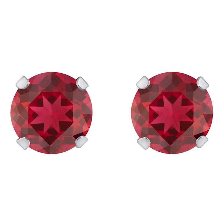 5mm Round Lab Created Ruby Rhodium Over 10k White Gold Stud Earrings