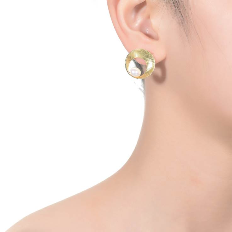 Freshwater Pearl Stud Earrings In 14K Gold Over Sterling Silver