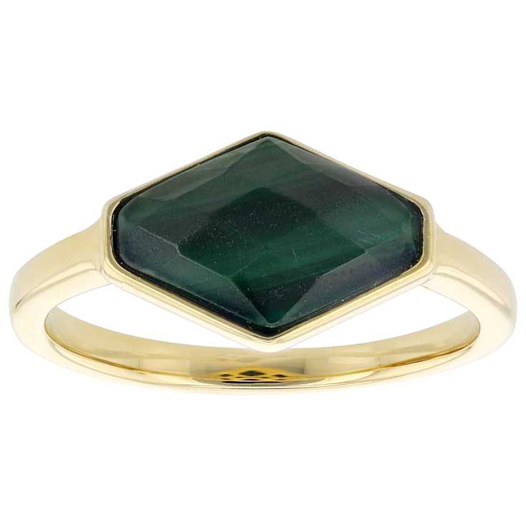 Malachite Freeform Ring In 18K Gold Over Sterling Silver