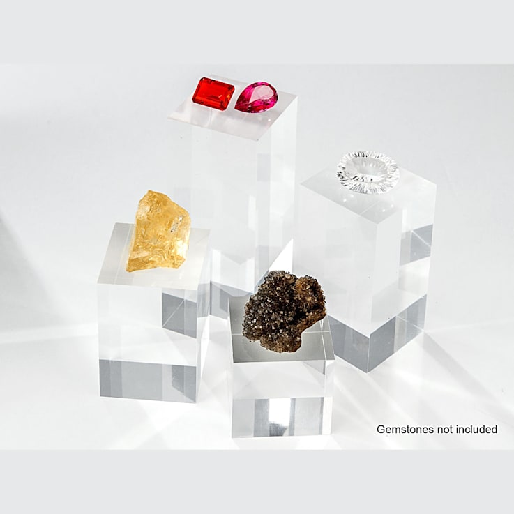 Acrylic Gemstone Display Stands 4x4, 4x6, 4x8, 4x10cm Set Of 4