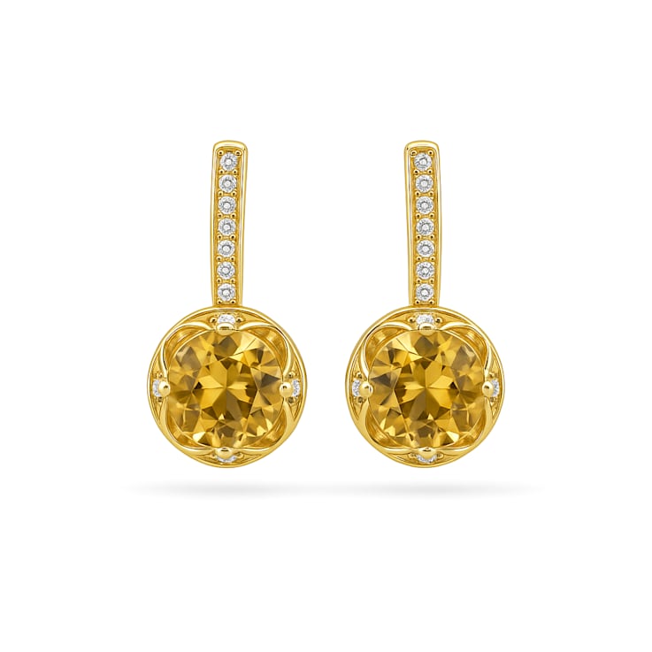 White Topaz 14K Yellow Gold Over Sterling Silver Drop Earrings