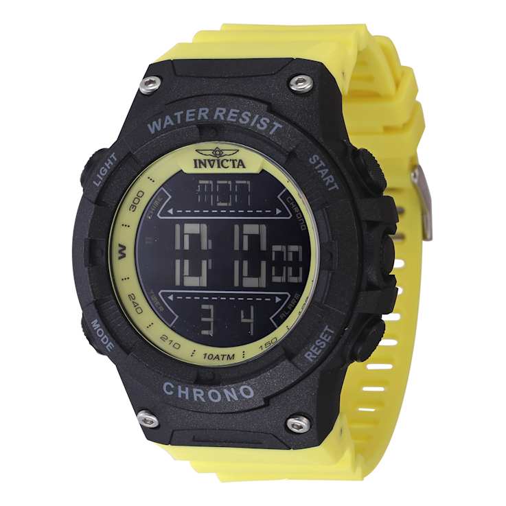 Invicta Invicta Racing 52mm Black Dial Yellow Polyurethane Digital Watch