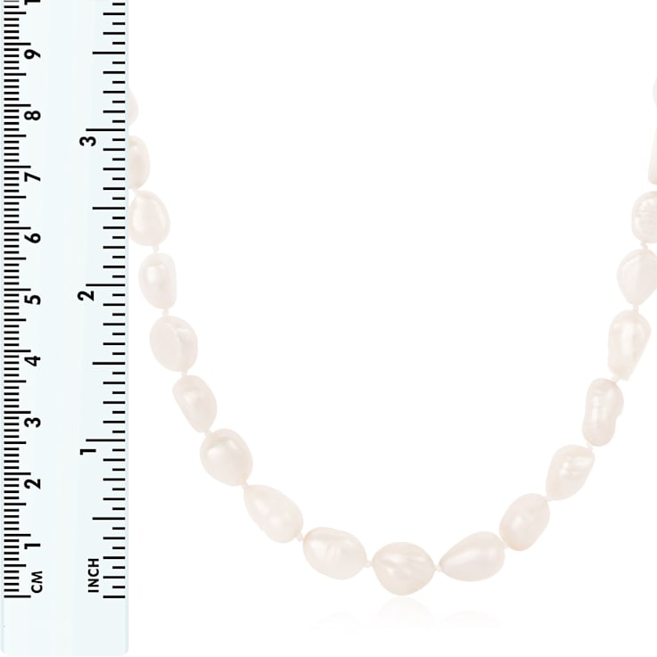 9-10mm White Cultured Freshwater Pearl endless Necklace