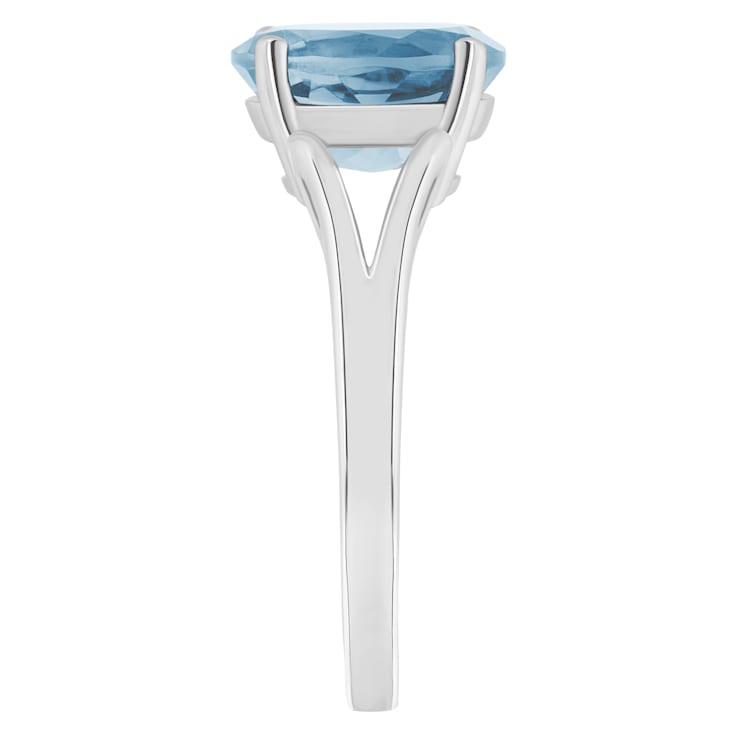 10x8mm Oval Sky Blue Topaz Rhodium Over Sterling Silver Ring