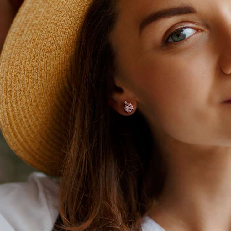 Moranite and Diamond 10K Pink Gold Earrings 0.98ctw