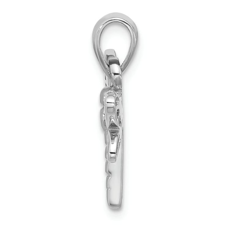 Rhodium Over Sterling Silver Polished Abalone Dragonfly Pendant