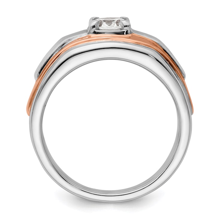 14K Two-tone Rose and White Gold Lab Grown Diamond SI1/SI2, G H I, Men's Ring