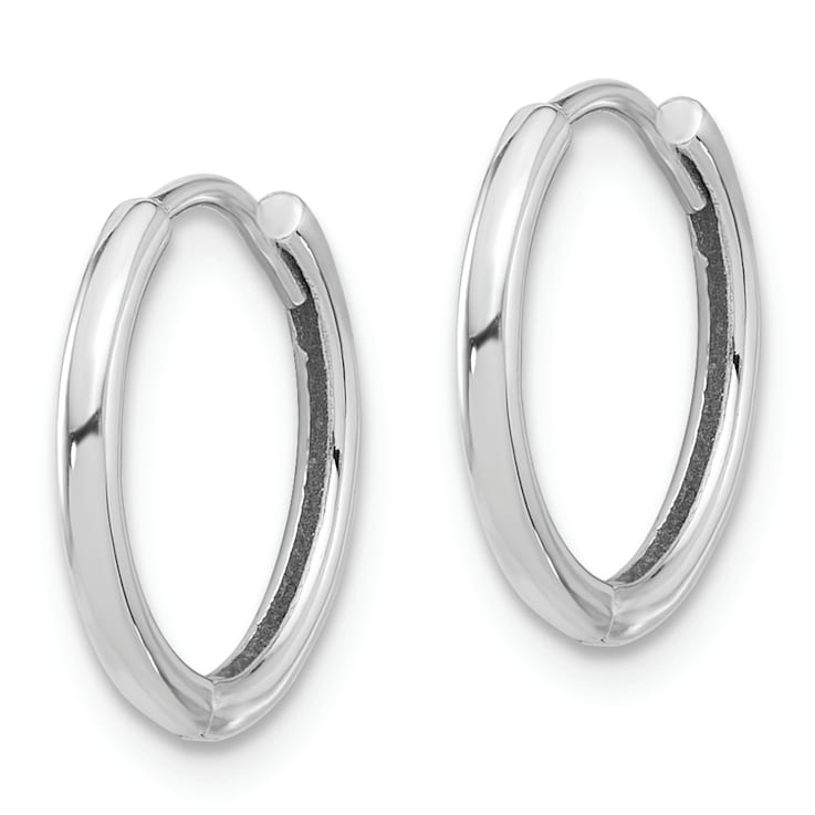 Rhodium Over 14k White Gold 9/16" Polished Hinged Hoop Earrings