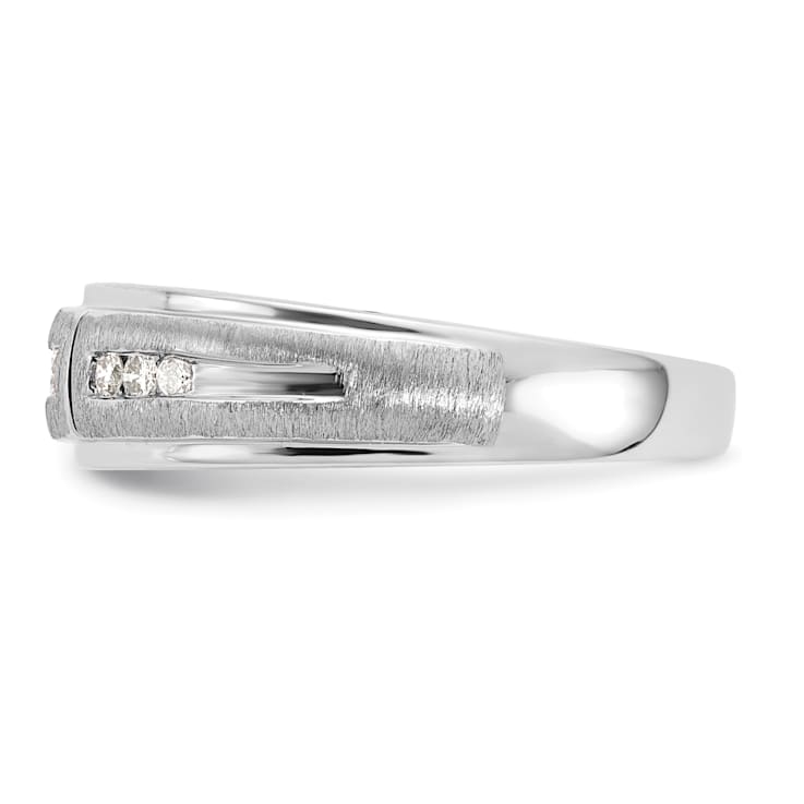 Rhodium Over 10K White Gold Lab Grown Diamond Men's Ring