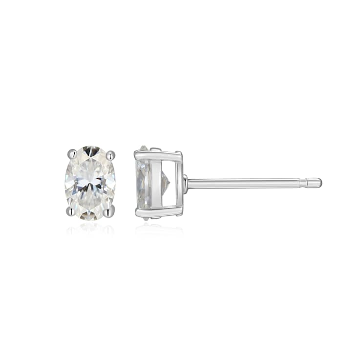 Oval Moissanite Platineve Stud Earrings 1.00ctw DEW