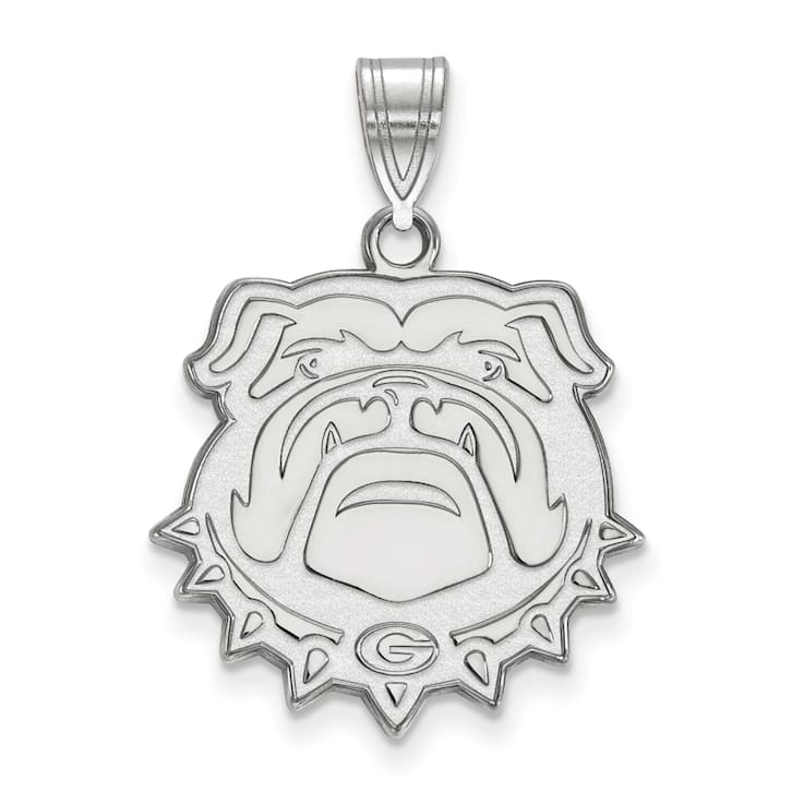 Rhodium Over Sterling Silver LogoArt University of Georgia Large Pendant