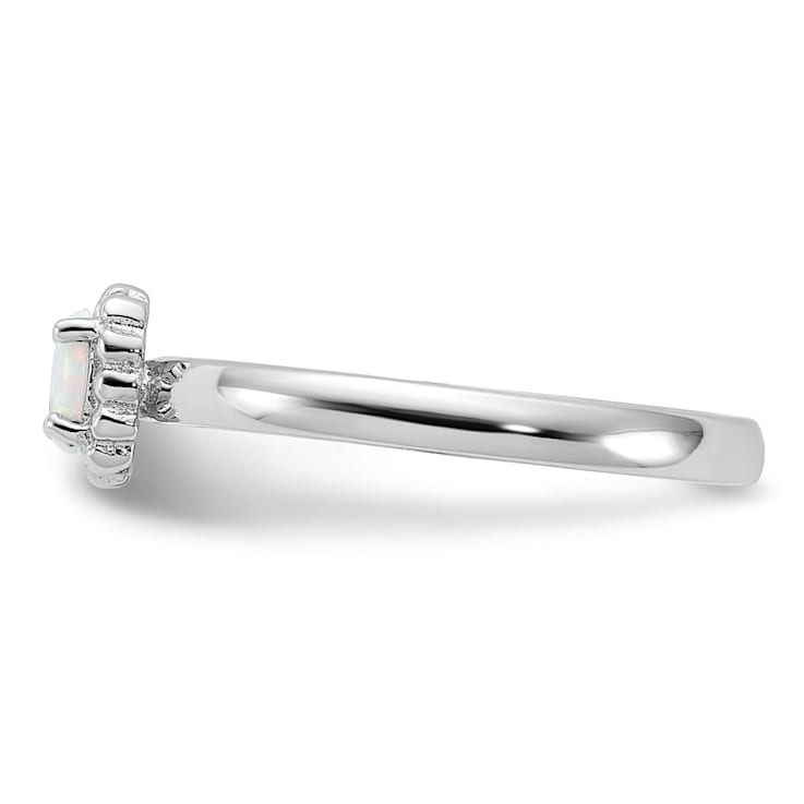 Sterling Silver Stackable Expressions Lab Created Opal Ring 0.09ctw