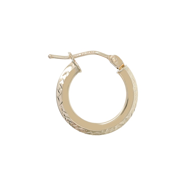 14K Yellow Gold Diamond Cut 5/8" Round Hoop Earrings