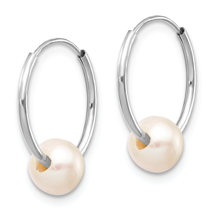 Rhodium Over 14K White Gold 5-6mm White Freshwater Cultured Pearl
Endless Hoop Earrings