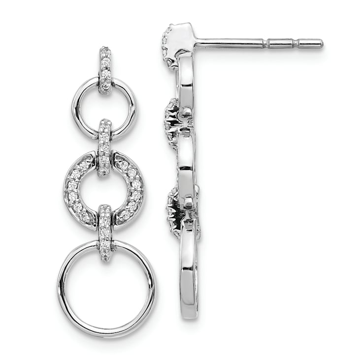 Rhodium Over 14K White Gold Lab Grown Diamond Fancy Dangle Earrings