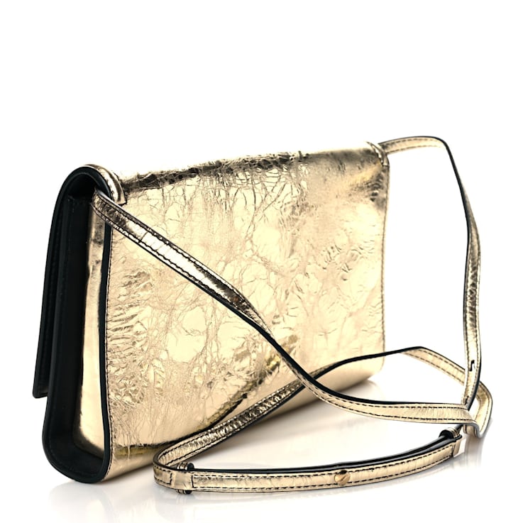 Alexander McQueen Small Story Gold Crash Calf Leather Shoulder Bag 144QWA