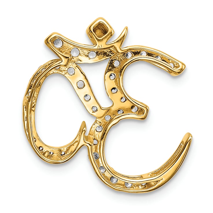 14k Yellow Gold Diamond Om Chain Slide Pendant