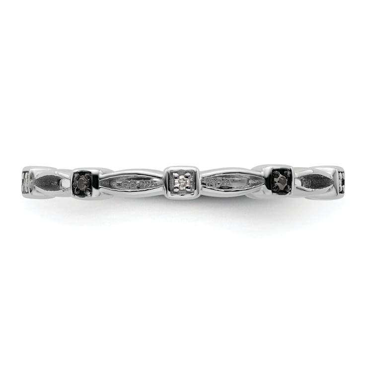 Sterling Silver Stackable Expressions Black and White Diamond Ring 0.05ctw
