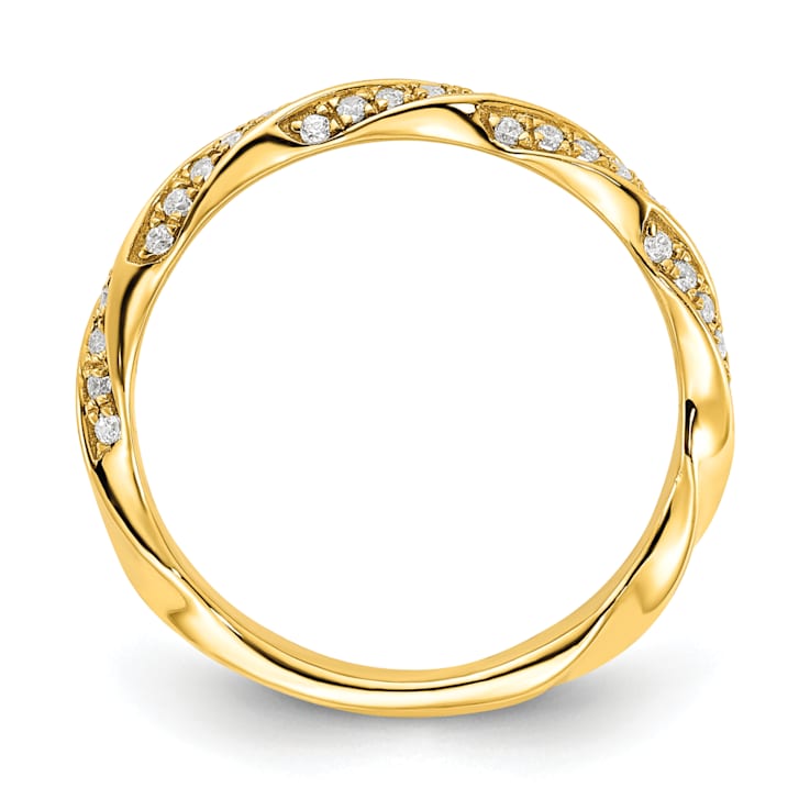 14K Yellow Gold Twisted Diamond Wedding Band 0.2ctw