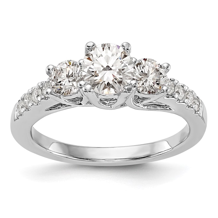 Rhodium Over 14K White Gold Lab Grown Diamond SI1/SI2, G H I, 3-Stone
Engagement Ring