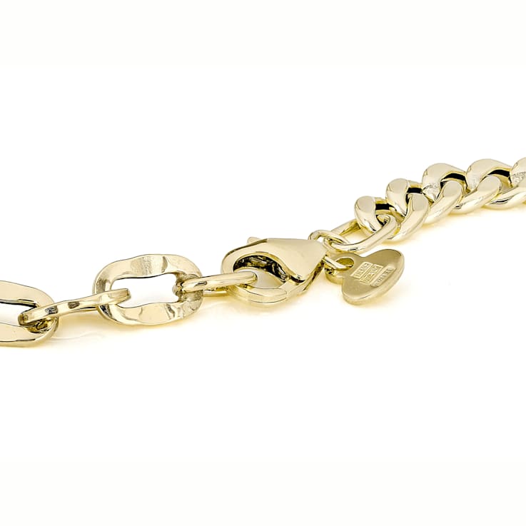 Italian Gemella Curb Link Bracelet In Solid 14K Yellow Gold 4.5mm 8 Inch