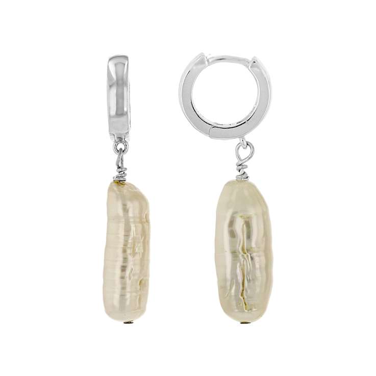 Freshwater Pearl Drop Earrings In Sterling Silver