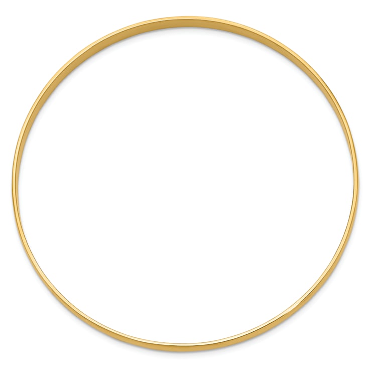 14k Yellow Gold 4mm Solid Polished Half-Round Slip-On Bangle