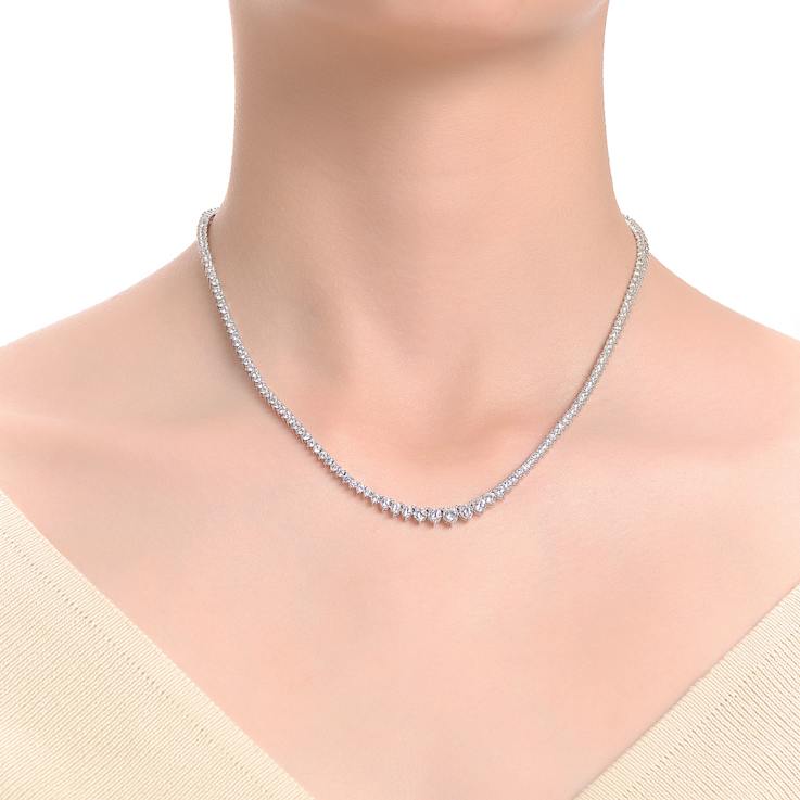 CZ Tennis Necklace In 14K Gold Over Sterling Silver