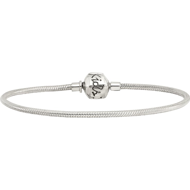 Sterling Silver Round Snake Chain Bracelet With Bead Clasp