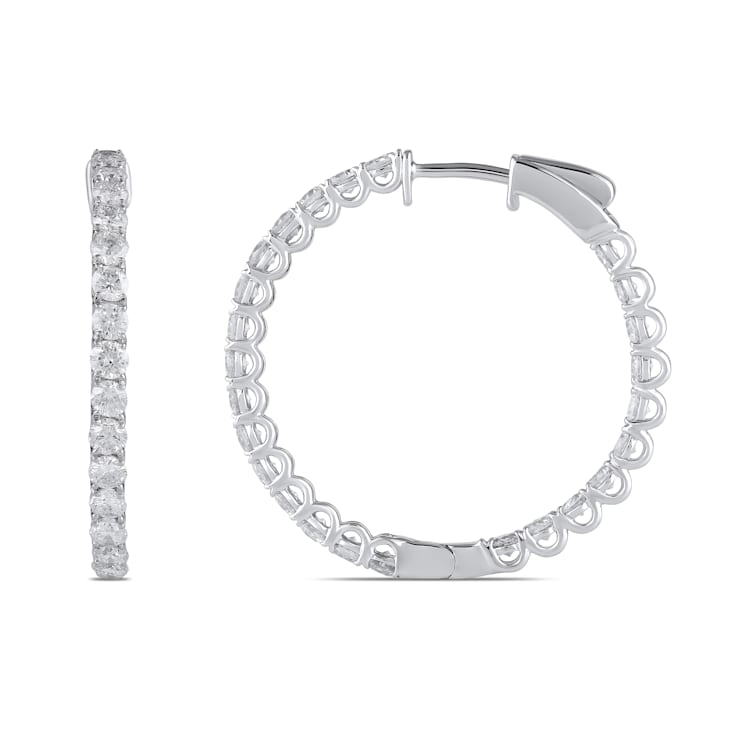 White Diamond H-I I1 Platinum Hoop Earrings 2.00ctw