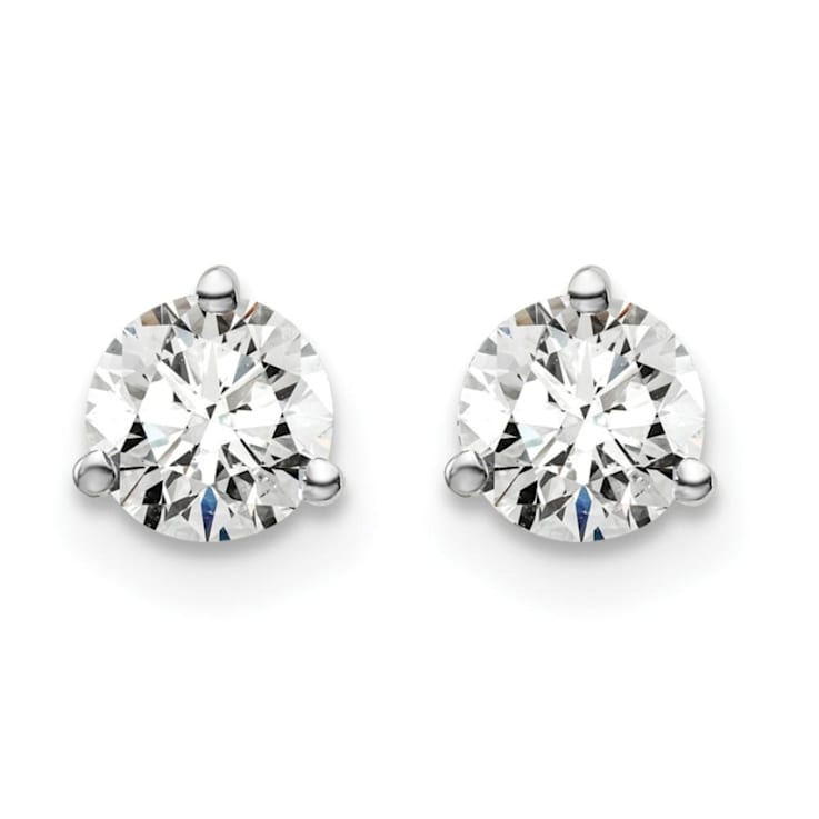 14K White Gold Lab Grown Diamond 3/4ctw VS/SI GH Screw Back 3-Prong Earrings