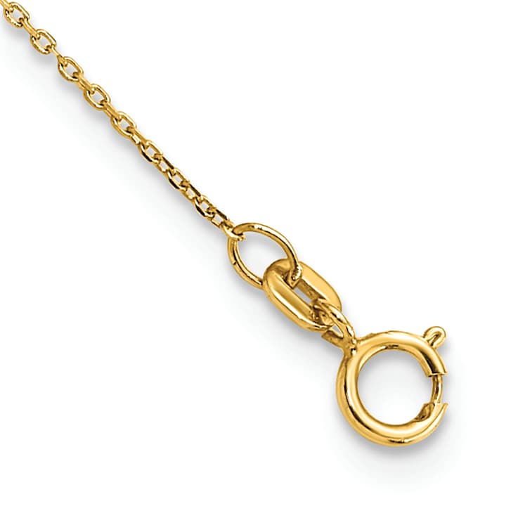 14k Yellow Gold Polished and Filigree Patterned Textured Heart Stations
Cable Link 17 Inch Necklace