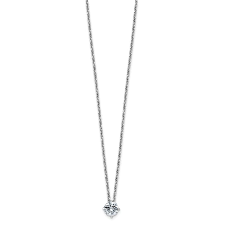 Rhodium Over 14K Gold 1/2 ct. 5.0mm Round D E F Pure Light Moissanite
Solitaire Pendant with Chain
