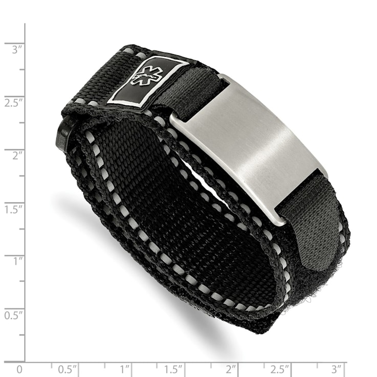 Black Nylon and Stainless Steel Brushed with Adjustable Velcro Close
Medical Bracelet