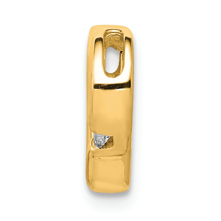 14k Yellow Gold Diamond Heart Chain Slide Pendant