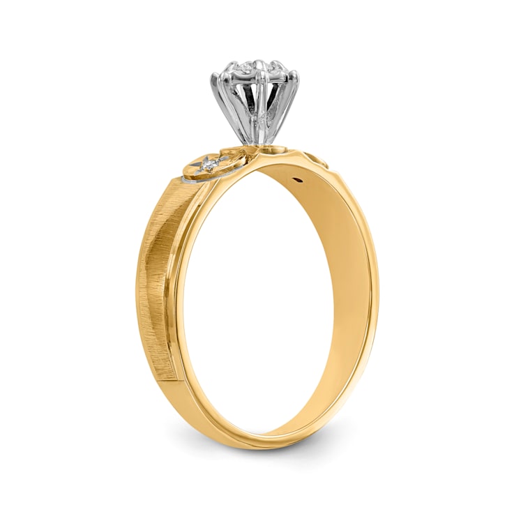 14K Yellow Gold AA Quality Engagement Ring 0.07ctw