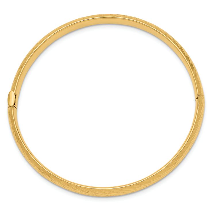 14k Yellow Gold 4.75mm Textured Children's Hinged Bangle
