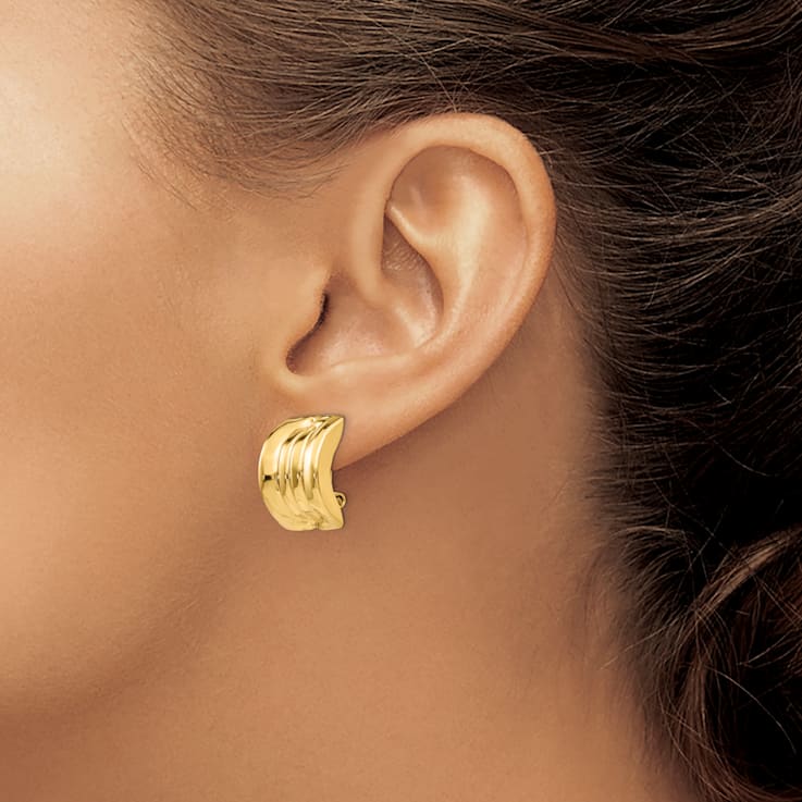 14k Yellow Gold Omega Clip Non-pierced Earrings