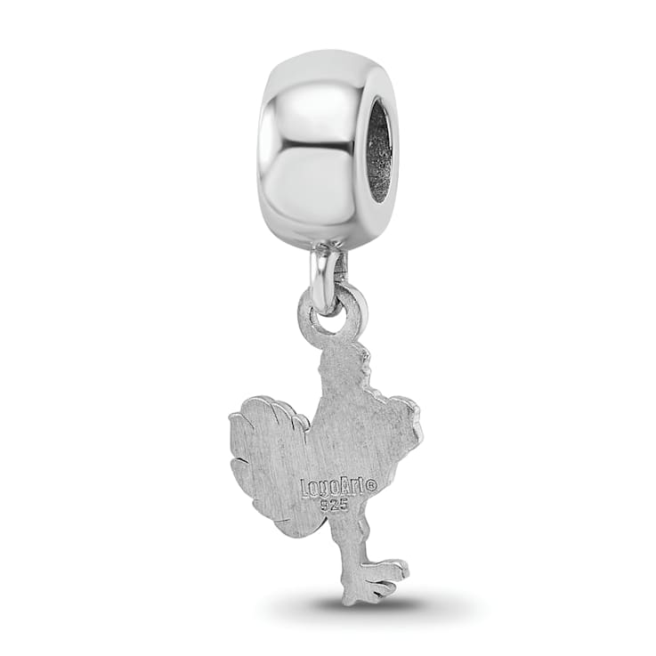 Sterling Silver Rhodium-plated LogoArt Virginia Tech Small Dangle Bead