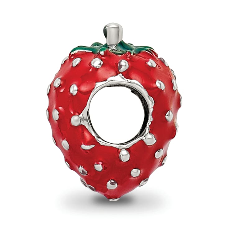 Sterling Silver Kids Enameled Strawberry Bead