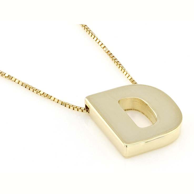Block Letter D Initial Necklace In 10K Yellow Gold