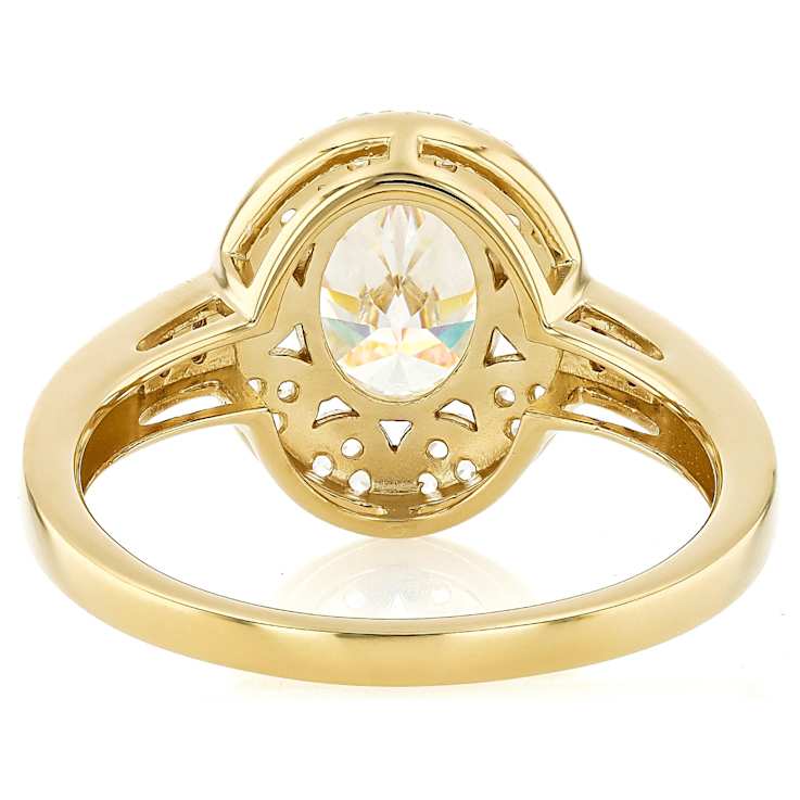 Diamond Simulant Oval, Champagne Diamond And White Zircon Ring In 18K
Gold Over Sterling Silver 2.87ctw