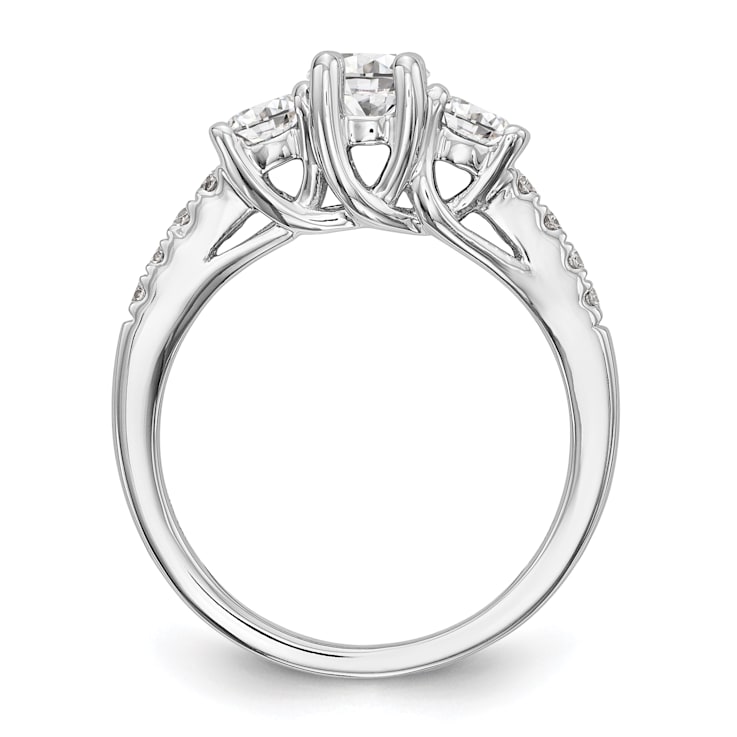 Rhodium Over 14K White Gold Lab Grown Diamond SI1/SI2, G H I, 3-Stone
Engagement Ring