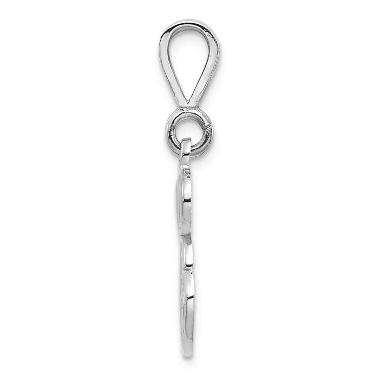 Rhodium Over 14k White Gold Solid Polished Script Filigree Textured
Letter E Initial Pendant