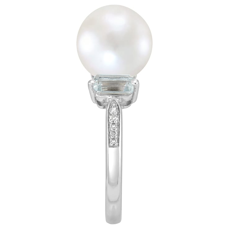 「高評価！」注目のレビュ 10-10.5mm with Aquamarine Pearl, Freshwater White Round パーカッション・打楽器