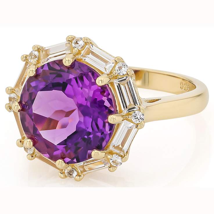 Amethyst And Lab-Created White Sapphire Ring In 18K Gold Over Sterling Silver